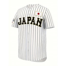 Men's Classic #16 White Striped Baseball Jersey with Embroidered Letters - Breathable, Button-Up Short Sleeve Shirt for Training & Competition