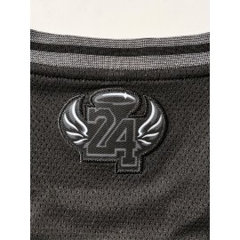 Men's All Black Basketball Suit # 24 Classic Retro Embroidered Sleeveless Sweatwicking And Breathable Tank Top Basketball Suit
