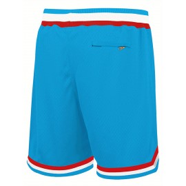 Men'S Moon Blue Baseball Shorts, Classic Letter Embroidery Design, Breathable Button Style Short Sleeved Shirt, Suitable for Training And Competition