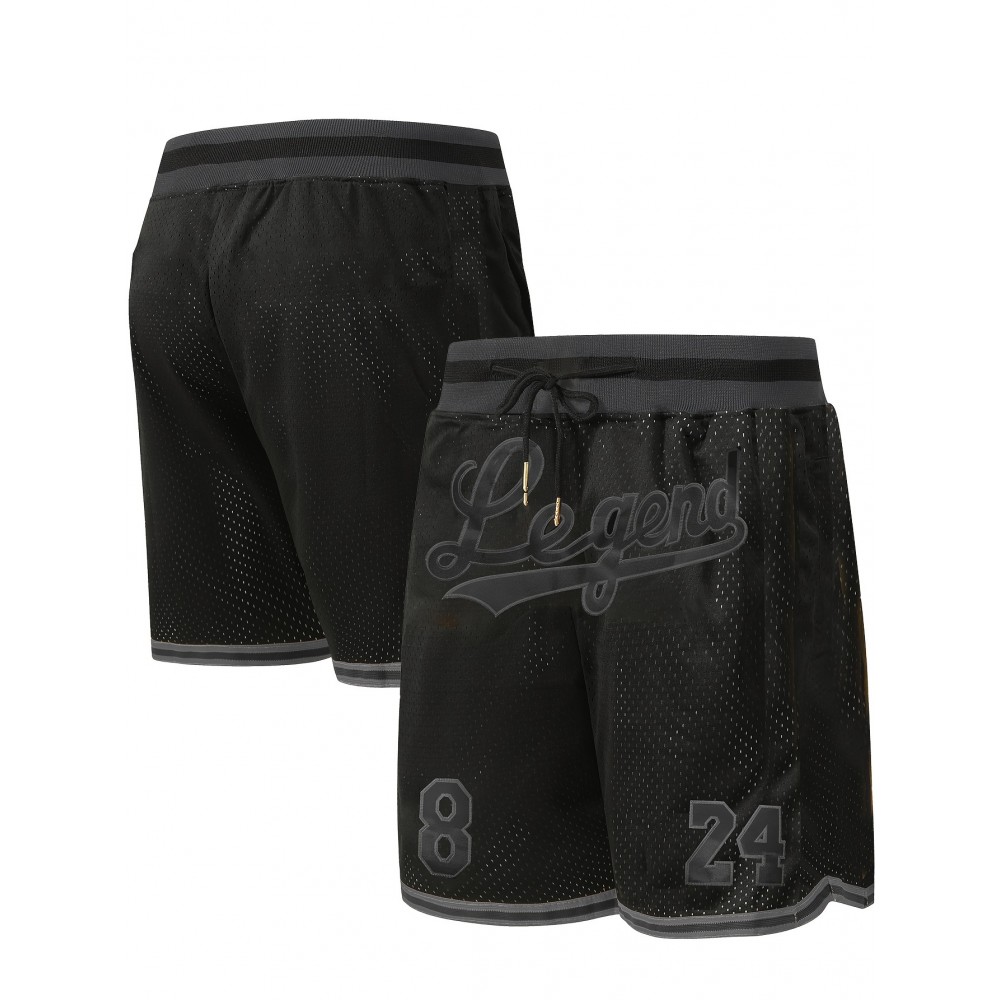 [Size 8-24 Basketball Shorts] Men's all black # 8-24 basketball shorts, classic letter embroidery design, button style short sleeved breathable shirt, suitable for training and competition