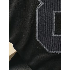 Men's Black #87 Embroidered American Football Jersey - Loose Fit, Breathable Polyester, V-Neck, Casual Street Style Rugby Top for Sports and Casual Attire, Outdoor Activewear|Embroidered Sports Top|Loose Fit Jersey