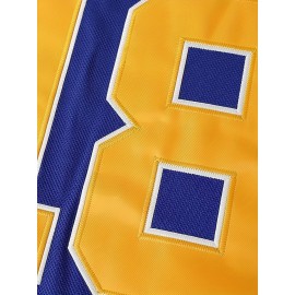 Blue V-Neck Embroidered Men's #18 Ice Hockey Jersey - Long Sleeve, Breathable & Stylish for Sports and Casual Wear