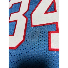 Men's Moon Blue #34 Embroidered American Football Jersey - Loose Fit Breathable V-Neck Rugby Top for Casual Streetwear, Sports & Outdoor Activities | All-Season Comfort, Machine Washable, Athletic Leisure Wear
