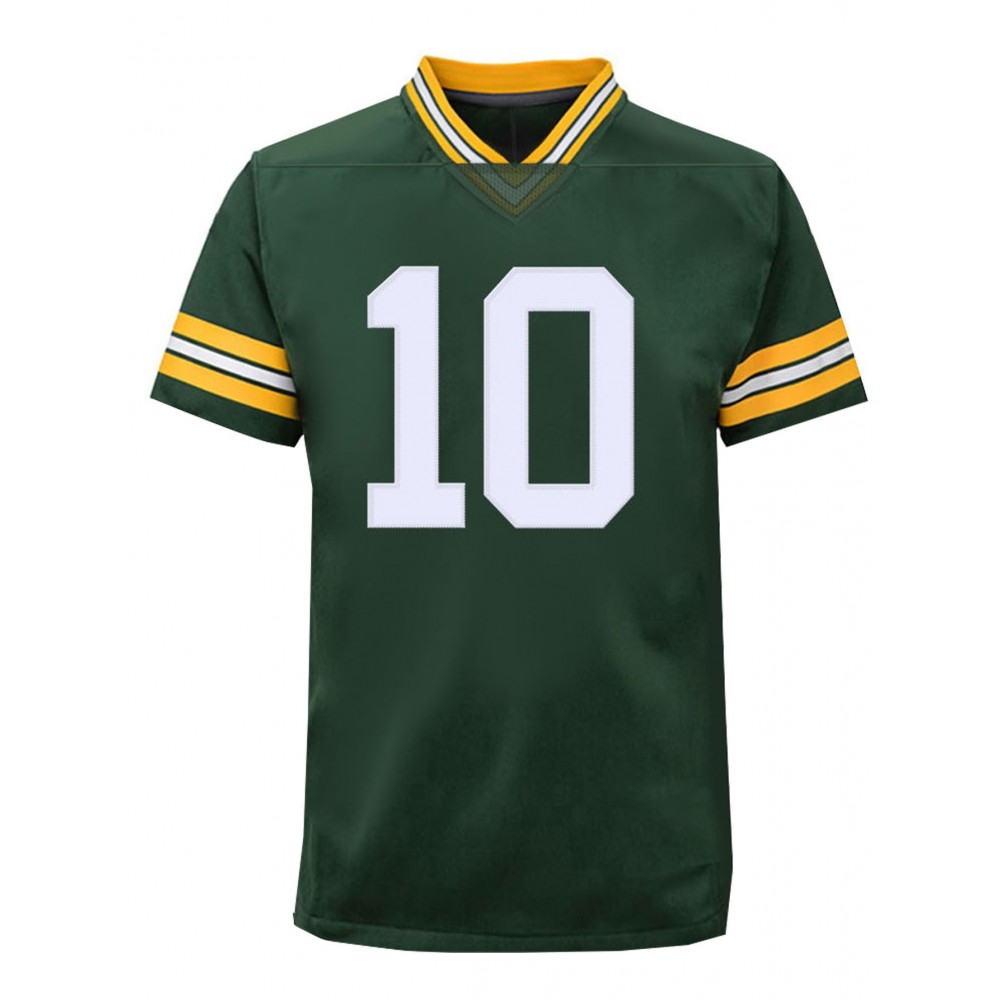 Men'S Green #10 Breathable V-Neck Rugby Jersey, Embroidered American Football Uniform for Training and Matches, Casual Sports Style, Training Rugby Jersey | Athletic Jersey | Comfortable Fit Jerse
