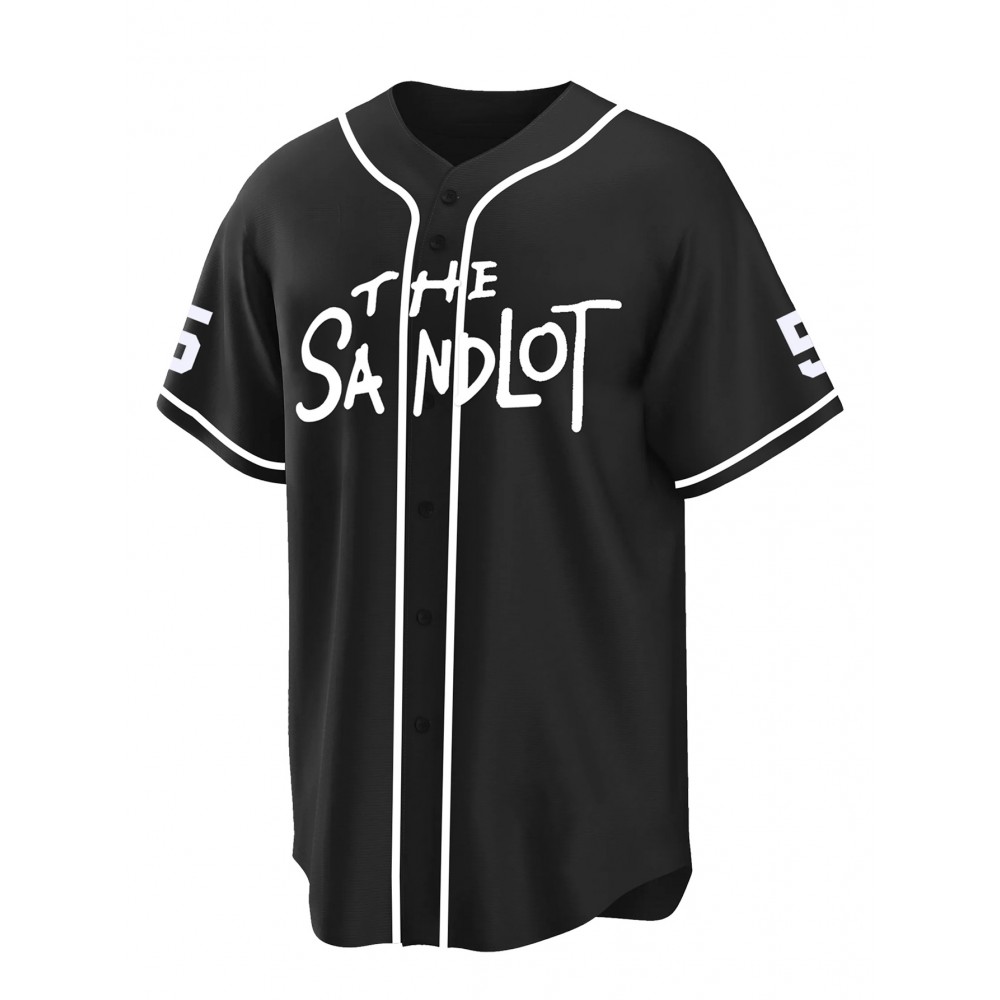 Men'S Black # 5 Baseball Shirt, Classic Letter Embroidery Design, Button Style Short Sleeved Breathable Shirt, for Training And Competition Use