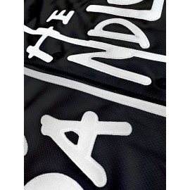 Men'S Black # 5 Baseball Shirt, Classic Letter Embroidery Design, Button Style Short Sleeved Breathable Shirt, for Training And Competition Use