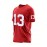 1pc Men'S Red #13 Embroidered Polyester Rugby Top, V-Neck Sports Jacket with Slight Stretch, Breathable Loose Fit for Casual, Outdoor, Hiking & Team Sports - Four Seasons Knit Fabric Shirt