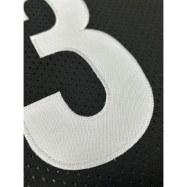 Men's Black #3 Embroidered American Football Jersey - Loose Fit Breathable V-Neck Rugby Top with Yellow Accents, All-Season Casual Streetwear for Sports & Outdoor Activities, Durable Sportswear