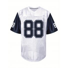 Men'S White # 88 American Football Shirt with Loose Embroidery, Fashionable, Casual, Street Breathable Football Top