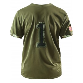 Men's Breathable Football Jersey, Athletic V-Neck Short Sleeve Training & Game Uniform, Sport Style