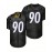 Men'S Black # 90 Breathable Rugby Jersey, Sports V-Neck Short Sleeved Uniform for Training And Matches, Embroidered American Football Shirt