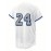 Men'S White # 24 Baseball Shirt, Classic Letter Embroidery Design, Button Style Short Sleeved Breathable Shirt, for Training And Competition Use