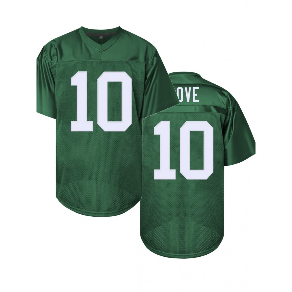 Men'S Green # 10 American Football Jacket Loose Embroidered Sports, Fashionable, Casual, Street Breathable Rugby Top