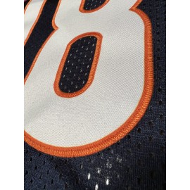 Men's Navy Blue #18 Breathable American Football Jersey - V-Neck Short Sleeve Embroidered Rugby Shirt, Loose Fit All-Season Training & Casual Wear, Machine Washable Sportswear