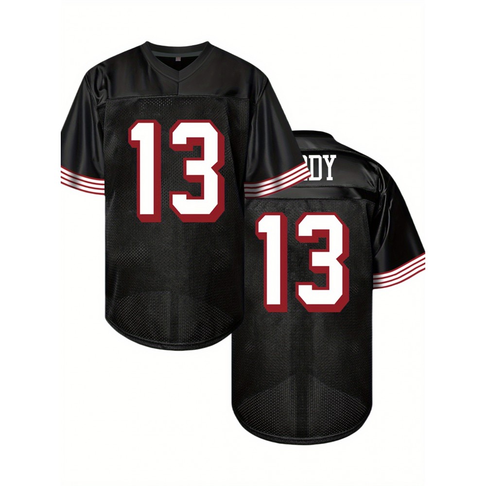 Men'S Black #13 American Football Jersey, Loose Fit, Embroidered, Breathable, for Sports, Fashion, Casual, Street, Adult, Male, Universal, Team Sport