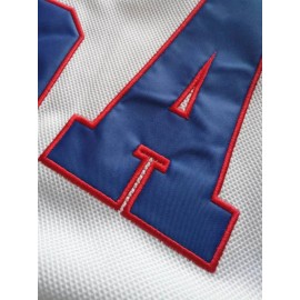 Men's U.S.A. Embroidered Ice Hockey Jersey - White, Blue & Red Striped V-Neck Sweatshirt, Loose Fit, Breathable Polyester for Sports, Casual Wear & Outdoor Activities, Outdoor Activewear | Casual Hockey Jersey | Embroidered Detailing