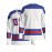 Men's U.S.A. Embroidered Ice Hockey Jersey - White, Blue & Red Striped V-Neck Sweatshirt, Loose Fit, Breathable Polyester for Sports, Casual Wear & Outdoor Activities, Outdoor Activewear | Casual Hockey Jersey | Embroidered Detailing
