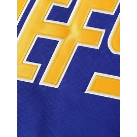 Men's Blue # 18 Ice Hockey Shirt, Loose Embroidered Long Sleeve, Sporty, Fashionable And Casual, Street Breathable