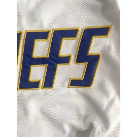 Men's Blue Striped Ice Hockey Sports Shirt With Loose Embroidered Long Sleeves, Sporty, Fashionable And Casual, Breathable On The Street