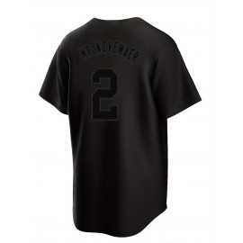 Men's Black #2 Embroidered Baseball Jersey - Loose Fit, Breathable V-Neck Sports Shirt for Casual & Outdoor Wear, NYC Street Style