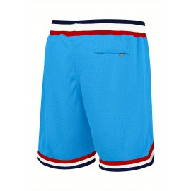 Men'S Moon Blue # Basketball Shorts, Classic Letter Embroidery Design, Breathable Button style Short Sleeve Shirt, Suitable for Training and Competition