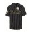 Men'S Black Striped Size 16 # Baseball Shirt, Classic Letter Embroidery Design, Button Style Short Sleeved Breathable Shirt, For Training And Competition Use