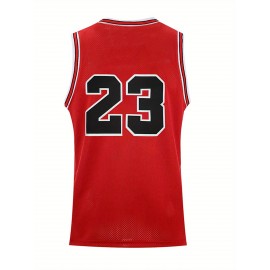 Men'S Red Basketball Suit # 23 Classic Retro Embroidered Sleeveless Sweat wicking Breathable Tank Top Basketball Suit
