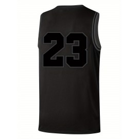 Men'S Black Grey Basketball Suit # 23 Classic Retro Embroidered Letter Sleeveless Sweat wicking Breathable Tank Top Basketball Suit