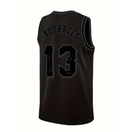 Classic Retro Basketball Sleeveless Tank Top - Breathable Sweat Wicking Men's Black #13 Embroidered Letter Basketball Suit