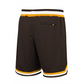 Men'S Brown # 23 Baseball Shorts, Classic Letter Embroidery Design, Breathable Button Style Short Sleeve Shirt, Suitable For Training And Competition