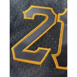 [Button Style Short Sleeved Shirt] Men's #21 Black Basketball Shorts - Breathable, Embroidered Letter Design for Training & Competition, Button Style, Short Sleeved Shirt