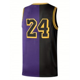 Men's Black & Purple Basketball Jersey #8-24 - Retro Embroidered 