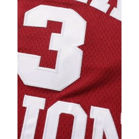 Men'S #33 Red Basketball Jersey, Classic Retro Embroidered Letters, Sleeveless Moisture-Wicking Breathable Vest, Round Neck, Casual Athletic Wear for Training, Running, Outdoor Activities & Team Sport