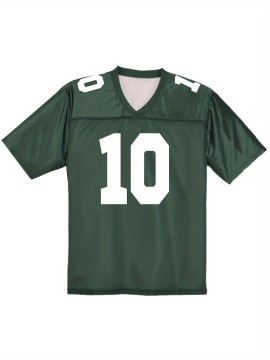 Women's Green Bay #10 Polyester Green Football Jersey T Shirts, V-Neck Sports Shirt With Slight Stretch, Breathable Casual Knit Fabric For All Seasons, Loose Fit Adult & Teen, Fans Gift Women Youth