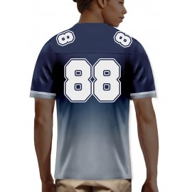 Women's Dallas #88 Polyester Football Jersey, Women Gradient V-Neck Sports Shirt With Slight Stretch, Breathable Casual Knit Fabric For All Seasons, Loose Fit Adult & Teen, Fans Gift Women Youth