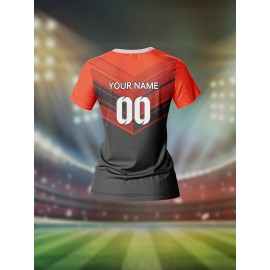 Customizable Women's V-Neck Football Jersey - Personalized Name & Number, Breathable Polyester, Orange & Gray Retro Design for Team Sports, Training, and Casual Wear