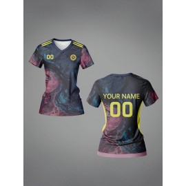 Customizable Women'S V-Neck Soccer Jersey - Personalized Team Training & Fitness Shirt with Quick-Dry, Breathable Fabric, Ideal for Spring/Summer/Fall Sports Activities, Allseason Sports Apparel|Allseason Apparel|Comfortable Fit