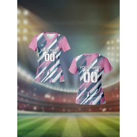 Customizable Women's V-Neck Soccer Jersey - Personalized Name & Number, Breathable Quick-Dry Polyester Sports Top for Team Training, Fitness & Casual Wear