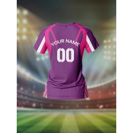 Customizable Women'S V-Neck Soccer Jersey - Pink with White & Purple Accents, Breathable & Quick-Dry, Perfect for Team Training & Fitness, Team Branding Apparel | Customizable Jersey | Comfortable Fit, Soccer Gear