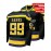 [Embroidered Captain's Jersey] Black Embroidered V-Neck Captain's Jersey - Men's #99 Duck Style Ice Hockey Sweatshirt, Breathable Polyester with Striped Accents, Casual & Sporty for All Seasons